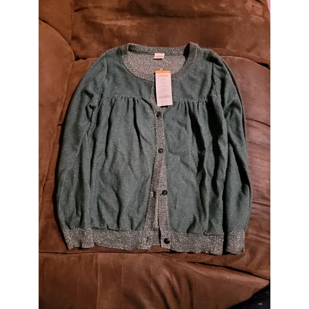 Gymboree all spruced up green sparkle cardigan sweater size m‎ 7 8 nwt